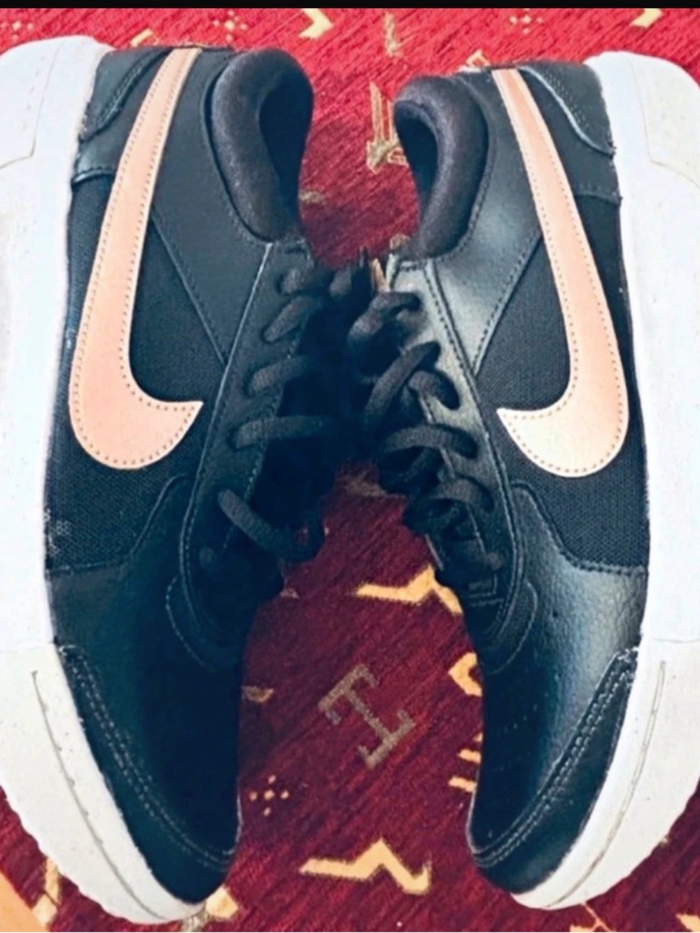 Nike Black Sneakers with Rose Gold Swoosh